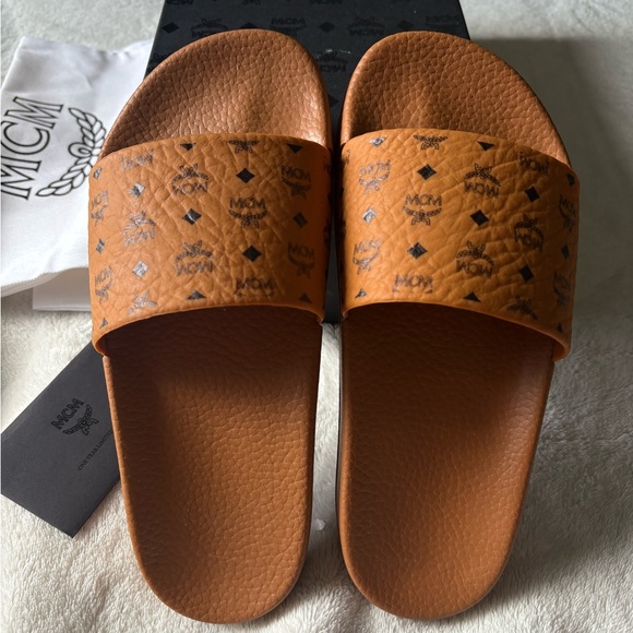 MCM Shoes - MCM Women's Tan Slide Sandals